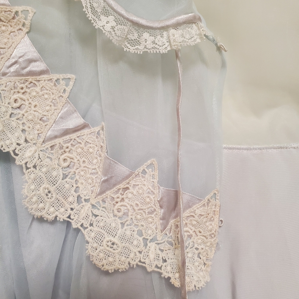 Vintage Hollywood Glamour Bed Jacket Capelet Sheer Babydoll - Picture 13 of 15